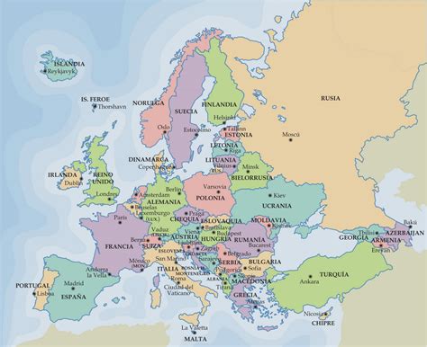mapa de los paises de europa